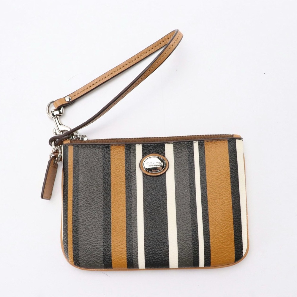 Coach Striped Peyton Wristlet